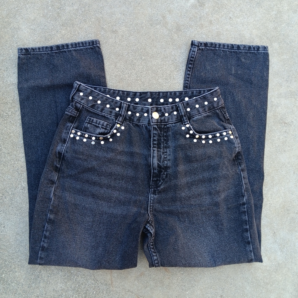 Zara Black Jeans with Silver Embellishments.